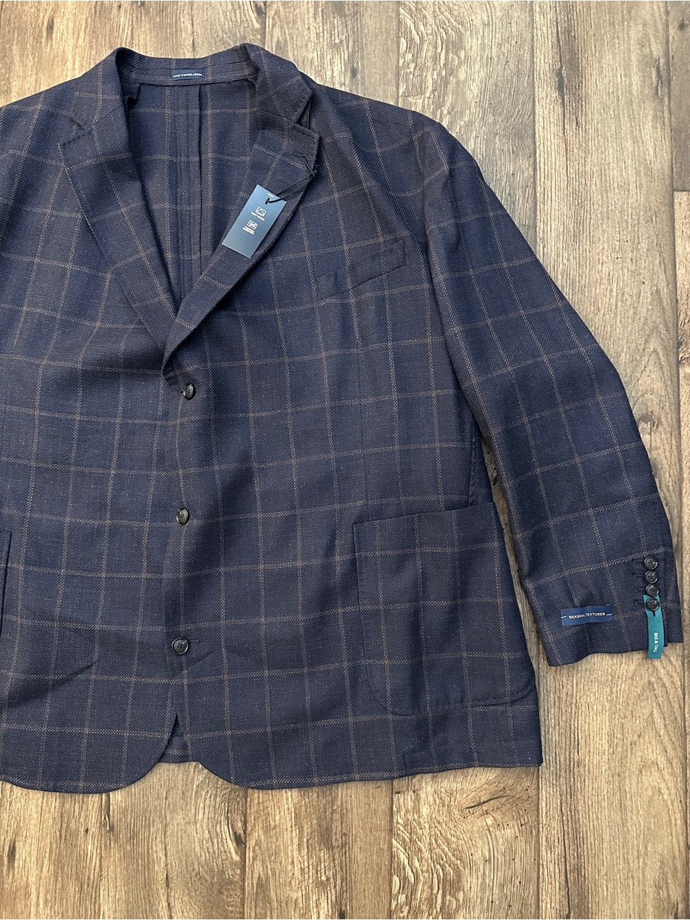 Stafford 60% Wool 40% Cotton Unluned Sport Coat Blazer Men’s 58 R Navy